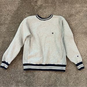 Collegiate Stripe Champion Reverse Weave Warm Up Crewneck